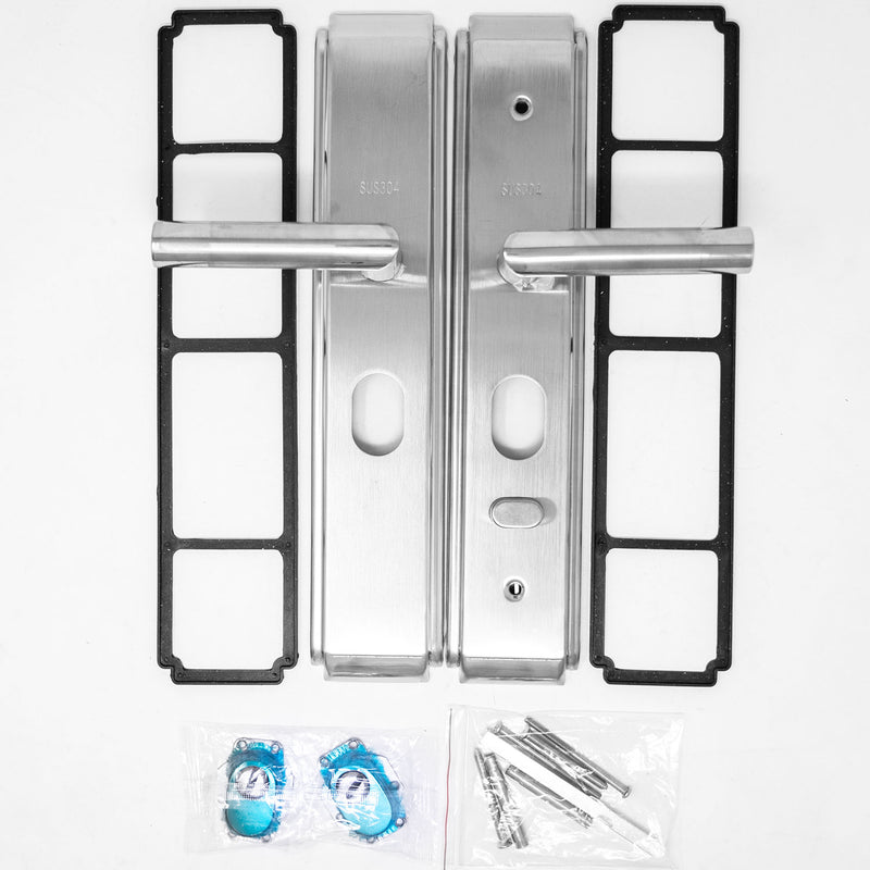 Juego de Maniguetas para puerta de Seguridad Universal Izquierda. Acero Cromado. Modelo 0603