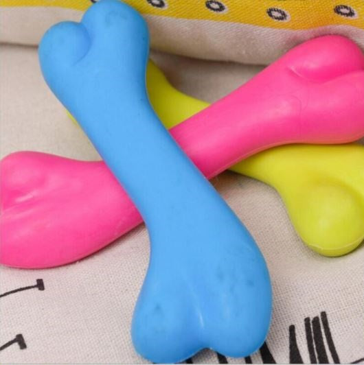 Juguete para perro hueso de goma masticable, Color Azul. Tamaño 12cm