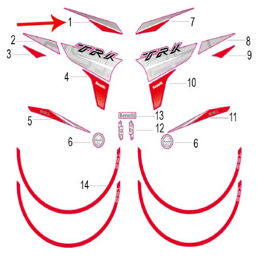 Calcomania del covertor frontal superior derecho (TRK251)
