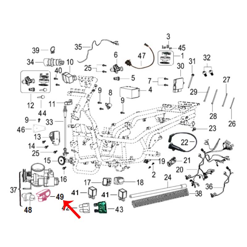 Sensor de posicion del acelerador (TNT25 / TNT135 / TRK251 / ZAFFERANO250) (CODIGO NUEVO MO-REP-280023300000)