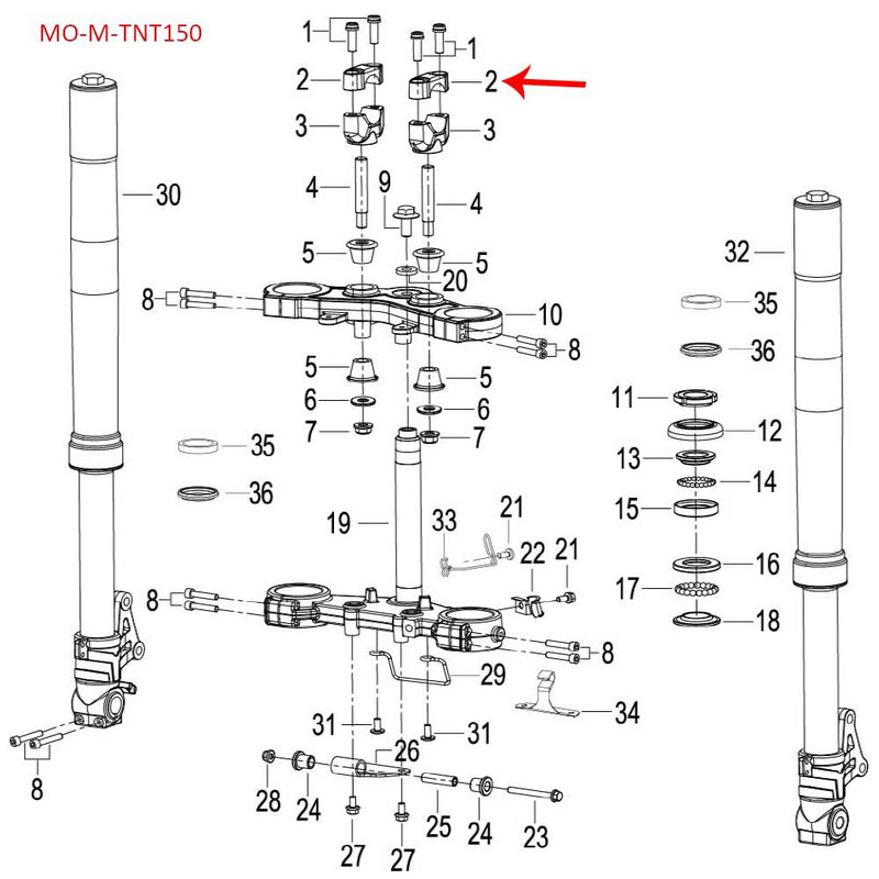 Soporte Superior Del Manubrio (TNT150 / TRK251 / TRK502X / TNT25) (CODIGO ANTERIOR MO-REP-43013P010000)