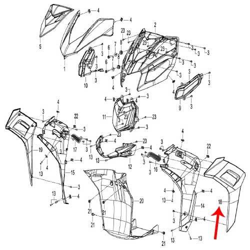 Panel decorativo izquierdo azul con calcomania (K-BLADE125)
