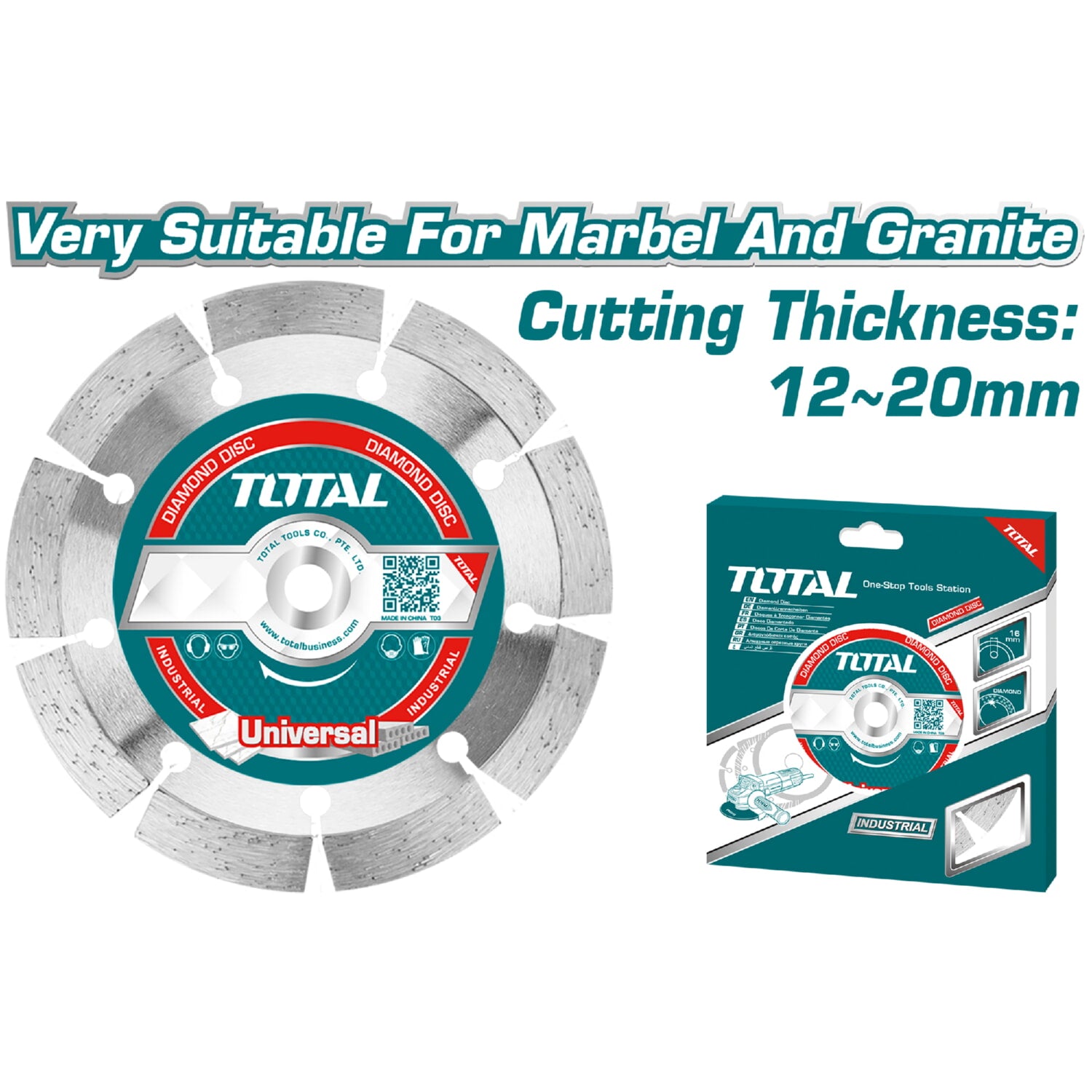 Discos de diamante para mármol y granito 4 1/2" Espesores 12-20mm. Corte seco