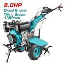 Motocultor Moto azada diésel para arar la tierra cultivador 9HP Alcance de labranza 1350mm