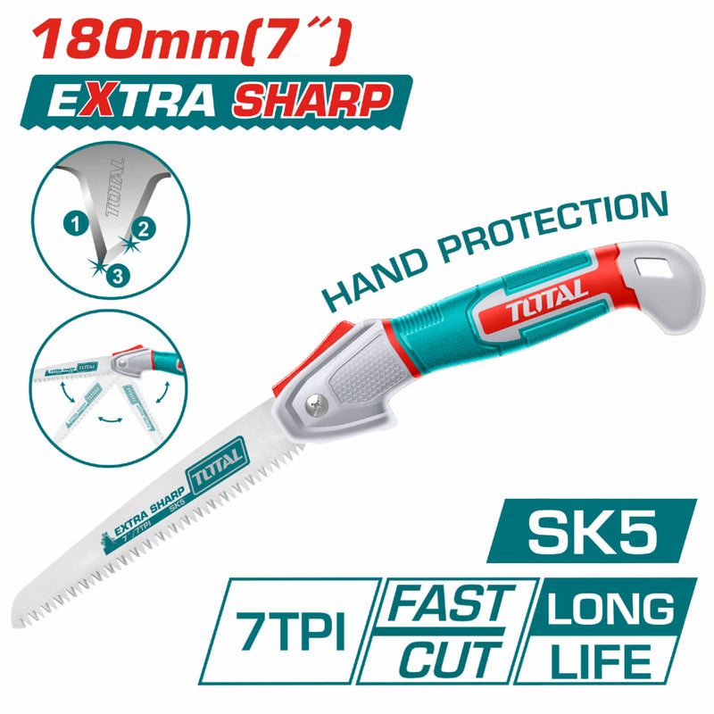 Serrucho plegable 7" SK5 7TPI. Corte rápido y preciso. Triple dientes.