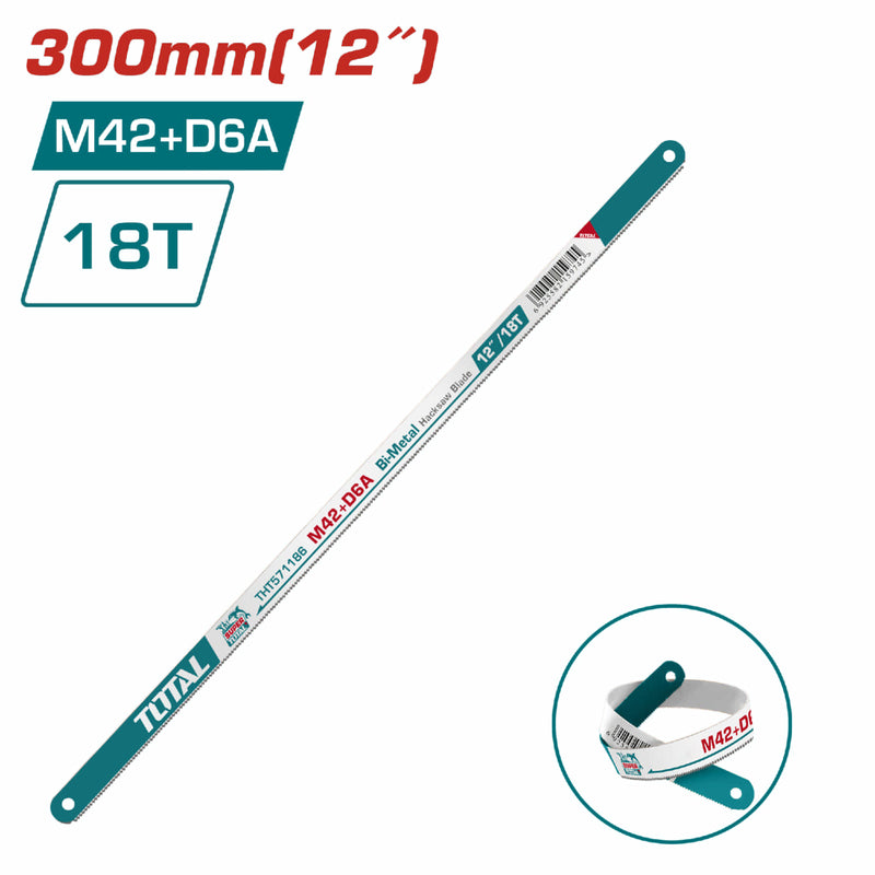 (1 pza) Hoja de segueta para metales bimetálica de 300 mm (12"). Material: M42 + D6A. 18 Dientes.