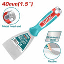 Espátula 1.5" Acero inoxidable con tratamiento térmico y pulido. Con mango de plástico y metal. Material Flexible.