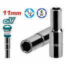 Socket Largo de 6pts Hexagonal 1/2" de 11 mm. Material: 50BV30, Tratamiento termico, niquelado negro