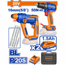 Combo Kit Combinado Inalámbrico de 2 piezas 20V 1 Taladro inalámbrico sin escobillas(UWCDP5521) 1 Martillo rotativo inalámbrico (WLM1516) POCAS UNIDADES DISPONIBLES