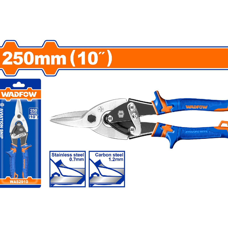 Tijera de aviador 10" Recto. Espesor máx. de corte. Acero al carbono ≤1,2 mm