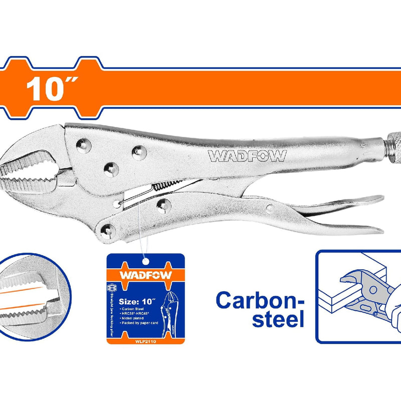 Alicate de presión 10" mandibula recta. HRC38°-HRC48° Acero al carbono.