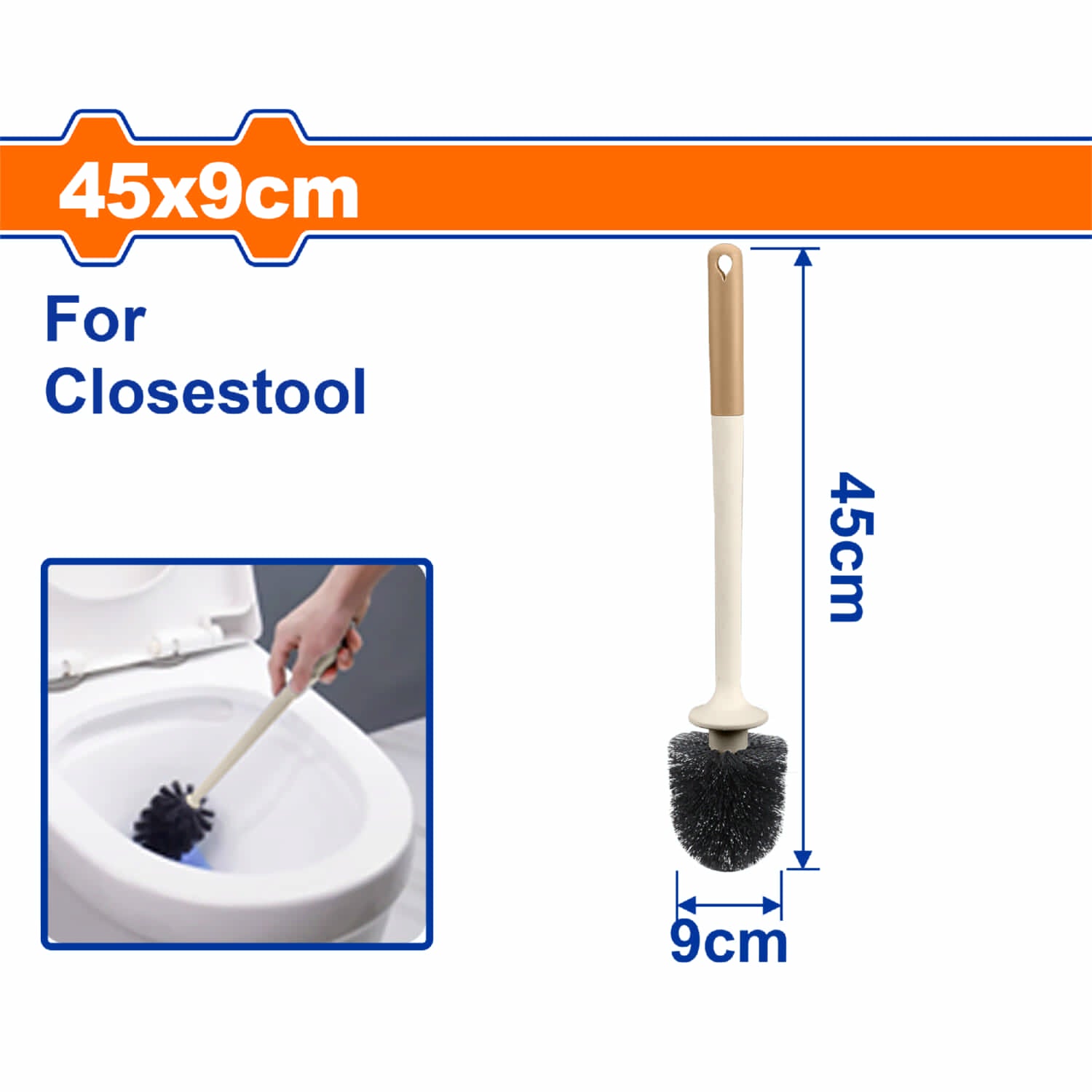 Cepillo de Baño para Inodoro Sanitario 45x9cm Limpia servicio Retrete