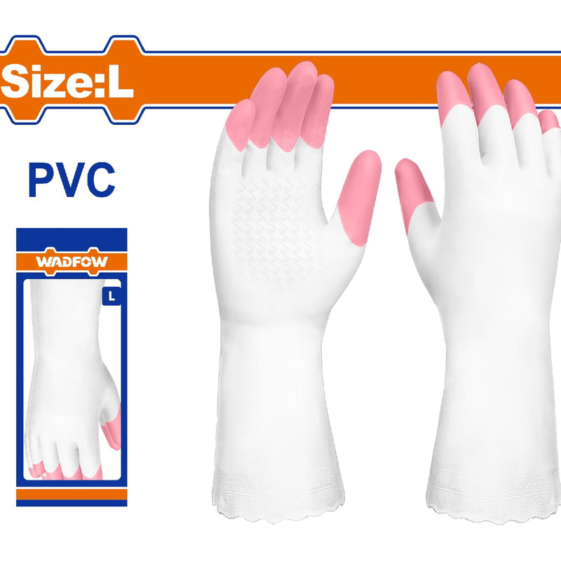 Guantes de PVC Alta Calidad. Talla L 32cm. Ideal para limpieza general (lavar,limpiar, etc) 1 Par