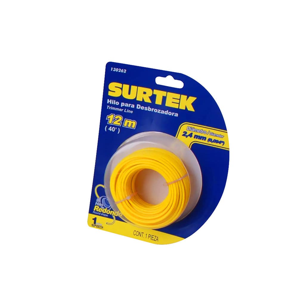 Nylon Para Desbrozadora En Blíster 2.4Mm X 15 Mt Surtek