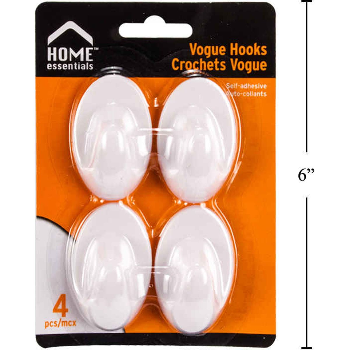Ganchos de plástico pared Vogue de 4 piezas, autoadhesivos