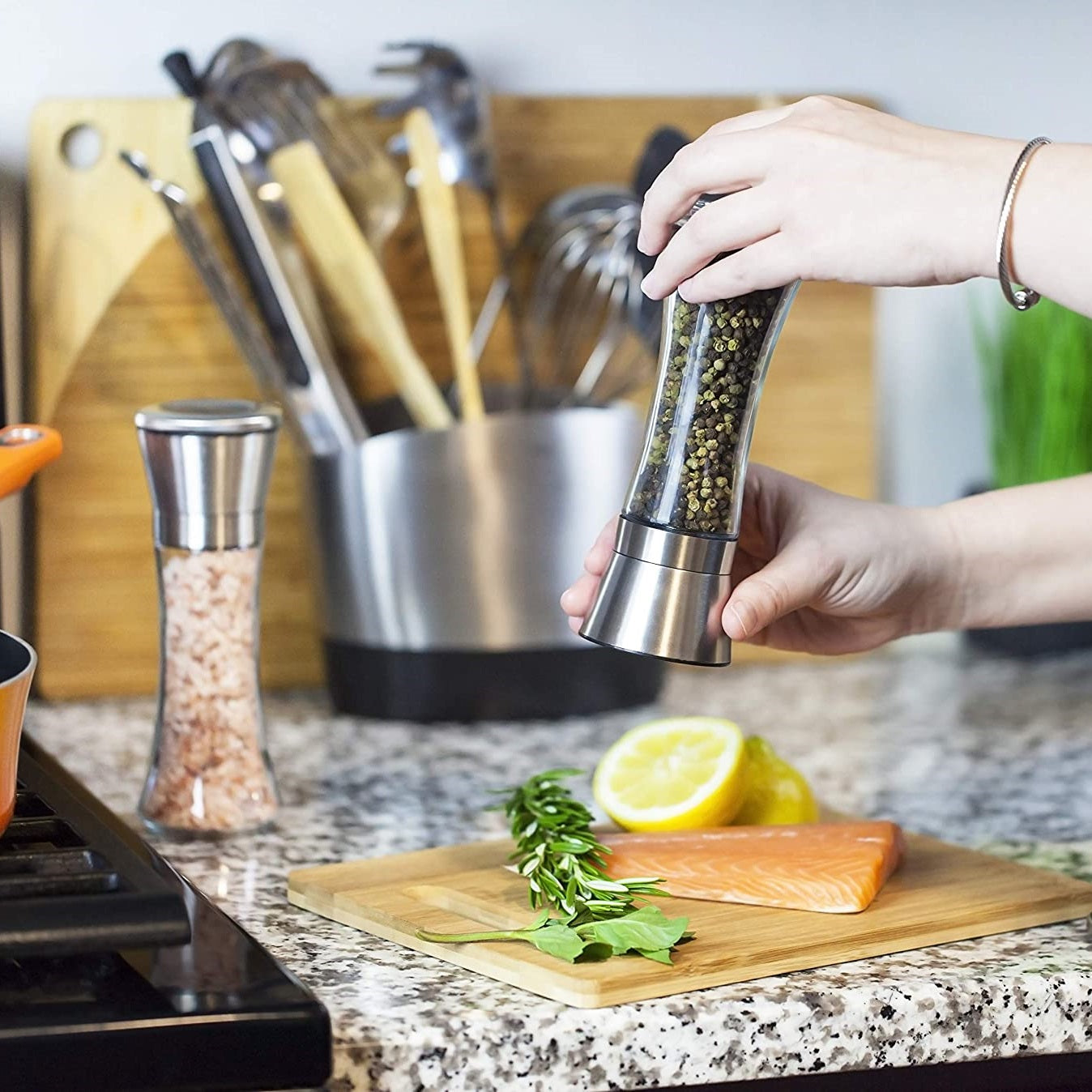 Set de 3 Molinillos de acero inoxidable.