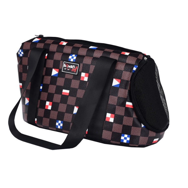 Bolsa estilo cartera para transportar mascotas. Color Chocolate. Tamaño42x25x23cm