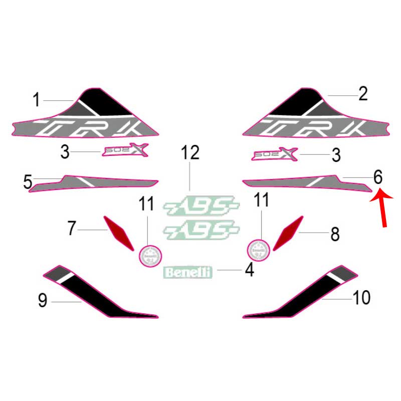 Calcomania placa decorativa frontal izquierda (TRK502X)