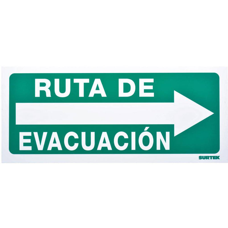 Letrero "Ruta De Evacuación" Der Surtek