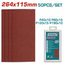 Papeles de Lija 264 x 115mm P40 P80 P120 P180. Ideal para madera y metal. Set de 50 piezas.