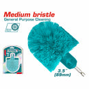 Cepillo de cerdas medianas 360º. Ideal: Pisos, porcelana, granito. Vástago 1/4" hexagonal.  Para drill