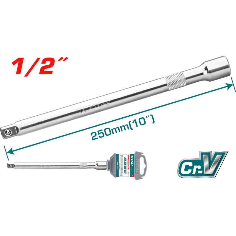 Barra Extension para Sockets de 1/2". Largo:  10" ( 250 mm ). Material: 40Cr, Tratamiento termico.