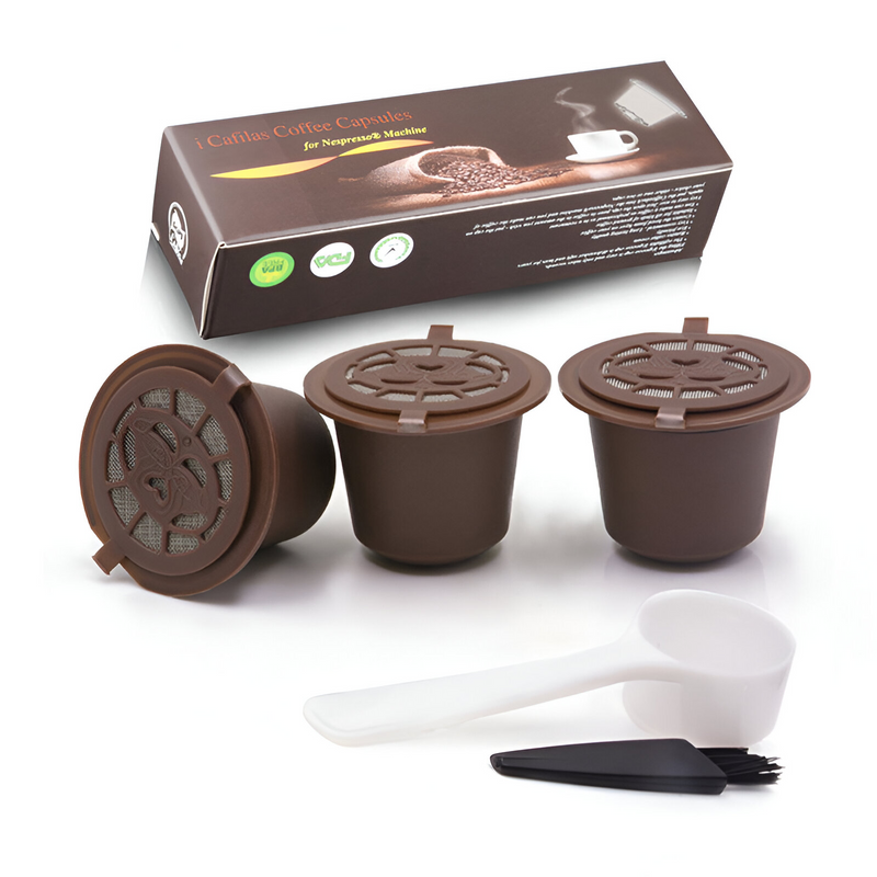 Cápsulas de Café NESPRESSO reutilizables de plástico. (Set de 3 cápsulas)