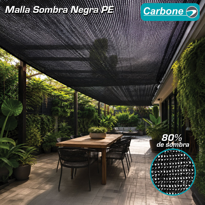 Malla Sombra Negra PE 80% De Sombra. Densidad 100 g/m² Para Jardín Cultivo Patio Terraza (2x50m)