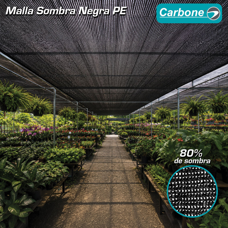 Malla Sombra Negra PE 80% De Sombra. Densidad 120 g/m² Para Jardín Cultivo Patio Terraza (2x50m)