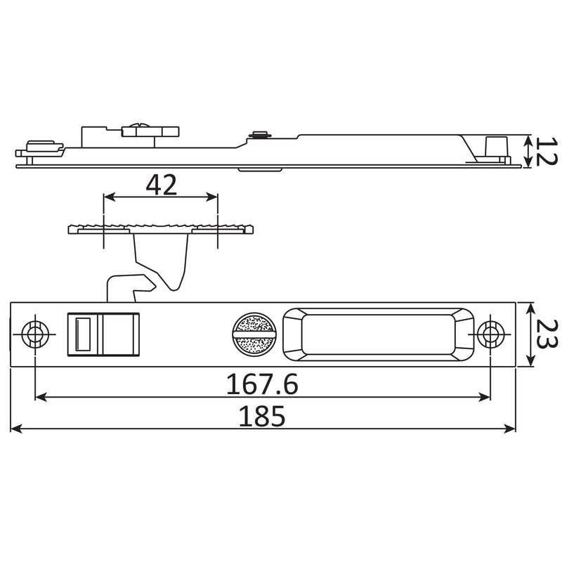 Cierre Embutido Manual para Ventana y Puerta Corredera. Aleacion de Zinc. Incluye Recibidor y Gancho