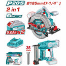 Combo del Mes Total Sierra Circular 20V 4800rpm 7-1/4''.  Clavadora Inalámbrica F15~F35. Incluye batería y cargador.  POCAS UNIDADES.