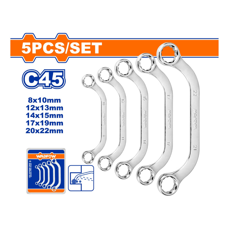 Llaves Medialuna. Set de 5 pzas. Tamaño:8-22mm. Acero al carbono