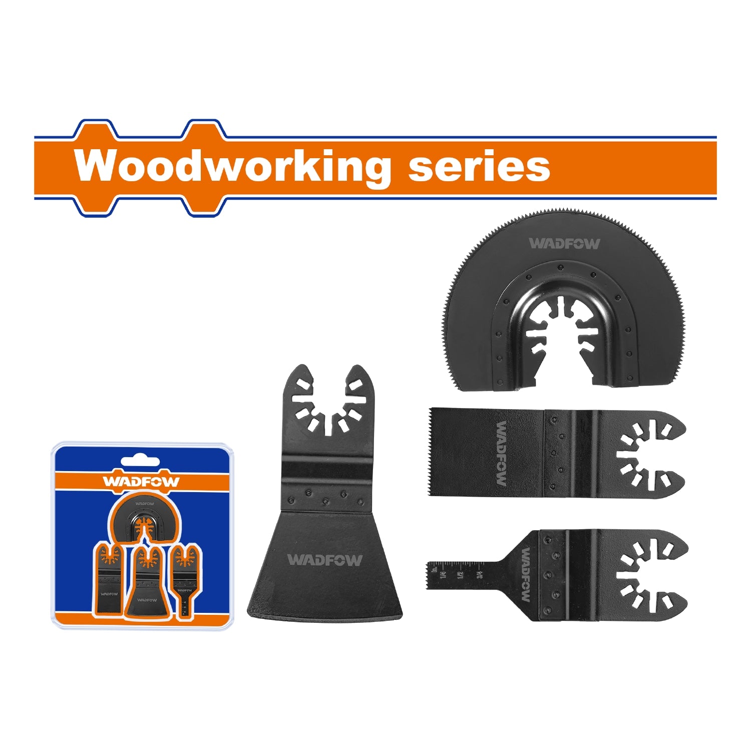 Hojas de Sierra Multifunción para sierra radial HCS. Cortes en Madera. Juego de 4 piezas.