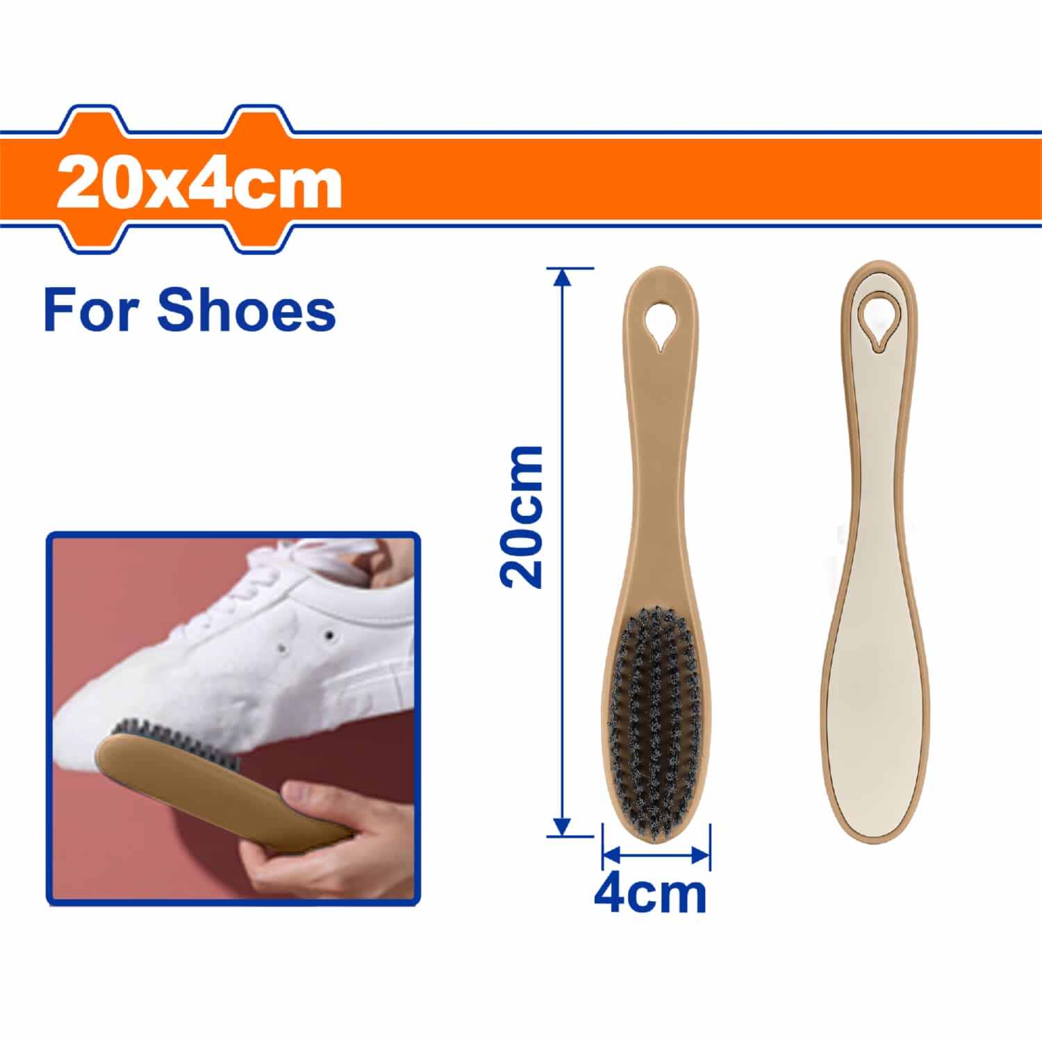 Cepillo para lustrar calzados zapatos 20x4cm Material plástico.