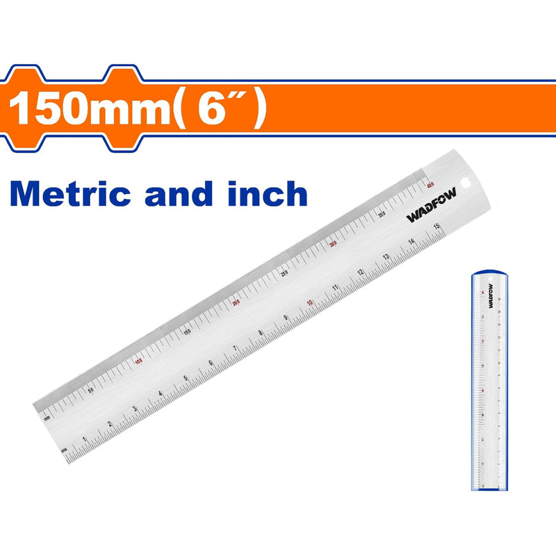 Regla de Acero de 6"  Mide metros y pulgadas.