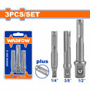 Adaptadores para sockets 1/4", 3/8", 1/2". SDS Plus. Material 50BV30. Set de 3 piezas.