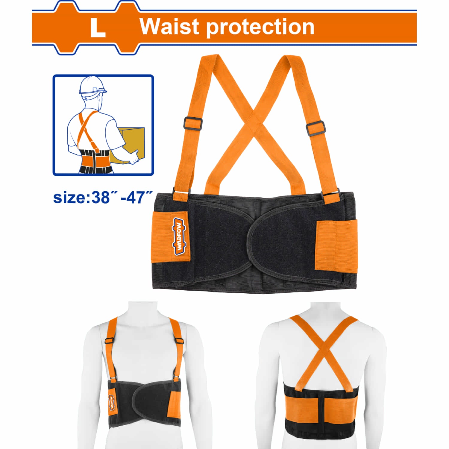 Faja de soporte lumbar para la espalda. Cinturón Tamaño: L (tamaño de cintura: 38"-47") Longitud: 112cm Material: Poliéster