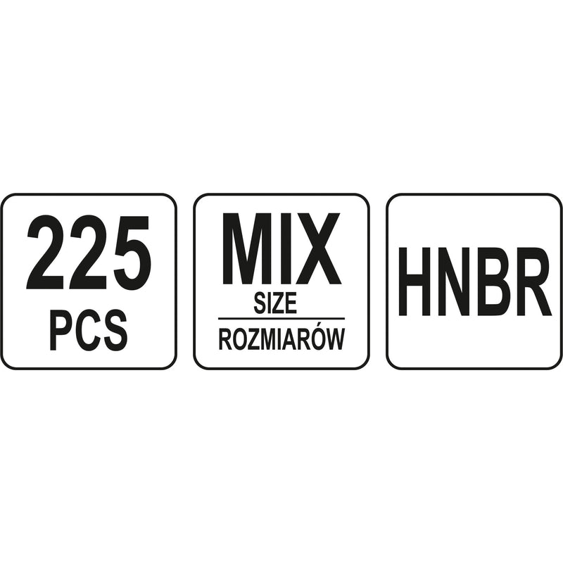 Sellos juntas tóricas HNBR aires acondicionados. Orings anillos alta calidad (225pcs Surtidas)