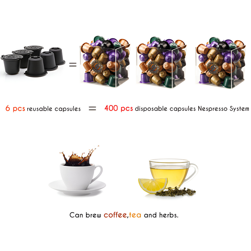 Cápsulas de Café NESPRESSO reutilizables de plástico. (Set de 3 cápsulas)