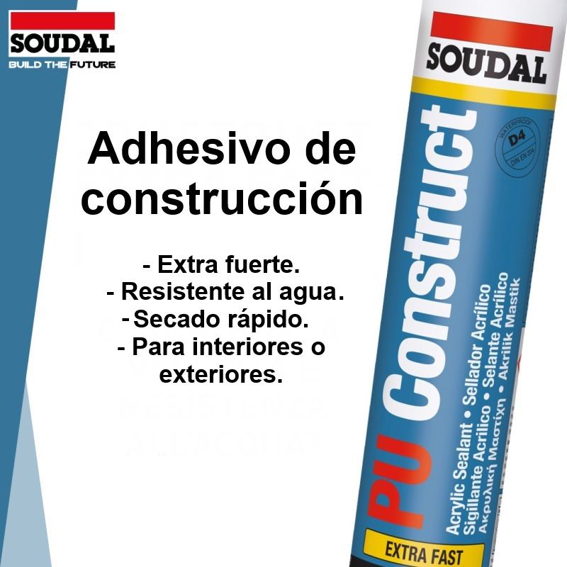 Adhesivo de construcción PU 310 ML, alta resistencia, pegado en 5 min, SOUDAL