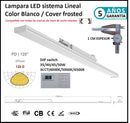 Lampara Lineal 1.5m Blanca frosted 7000lm DIP 35-50W ajustable 4000K/5000K/6500K CRI90 3 Cables AC100-227V