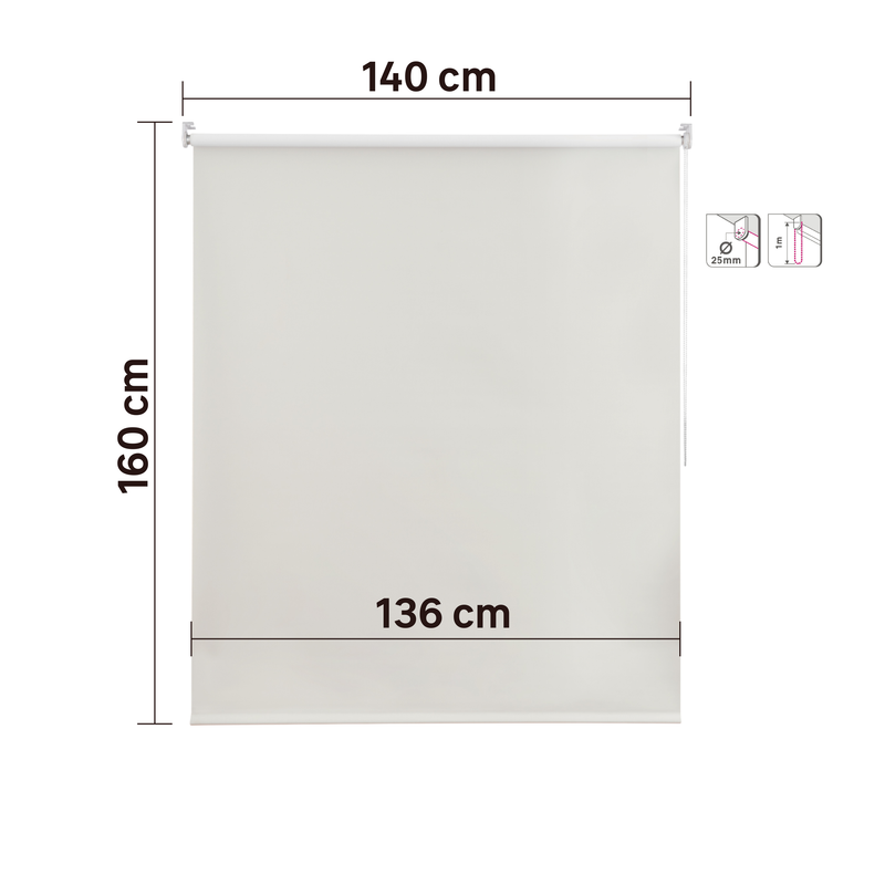 Persiana Blackout Roller  BLANCO SOOTH 140X160CM INSPIRE