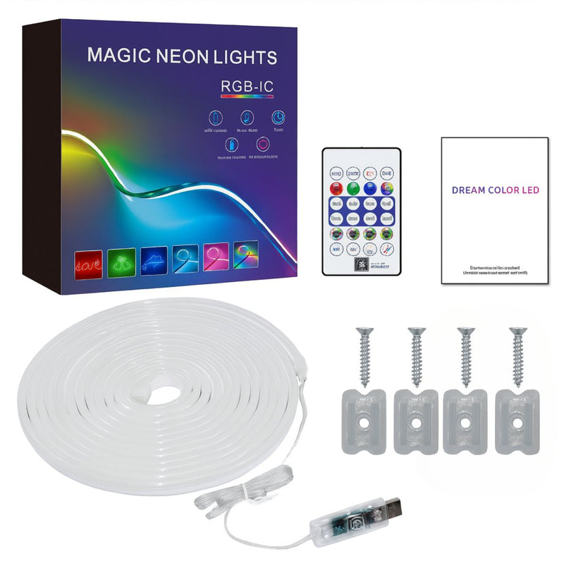 Cinta LED 3M 5V RGB-IC Con Control Remoto. Tira De Luz A Prueba de Agua. Banda LED.