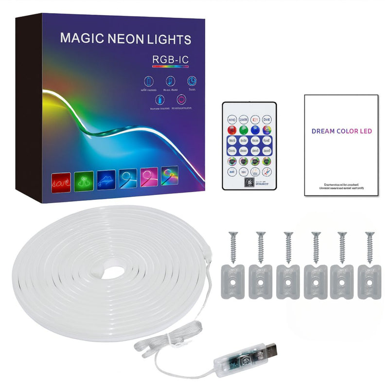 Cinta LED 5M 5V RGB-IC Con Control Remoto. Tira De Luz A Prueba de Agua. Banda LED.