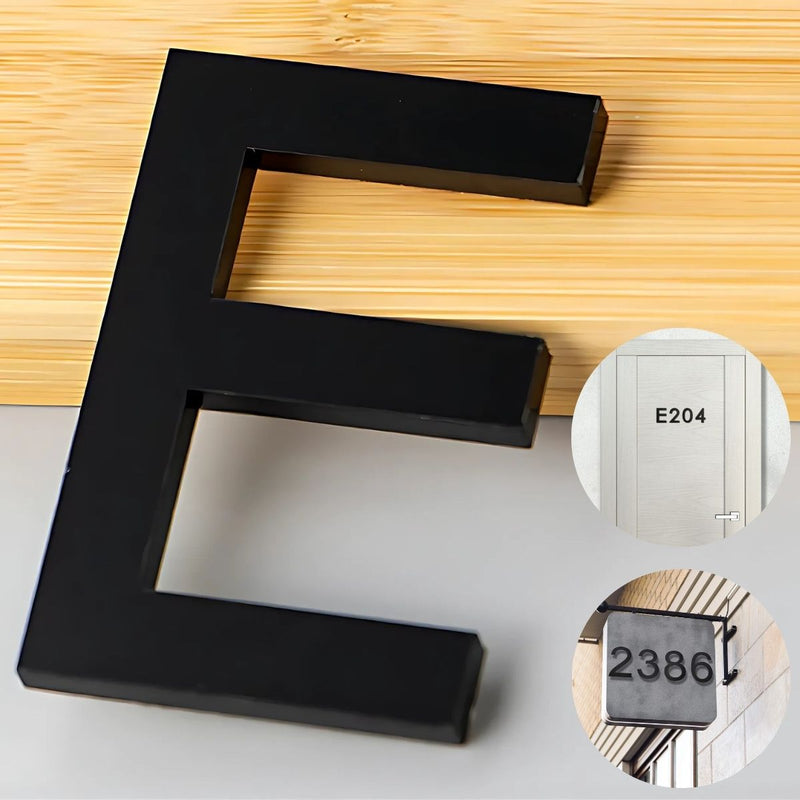 Letra E en Acrílico Autoadhesivo 10x6.6cm para Fachadas y Puertas. Letrero Señal Alfabética Adhesiva.