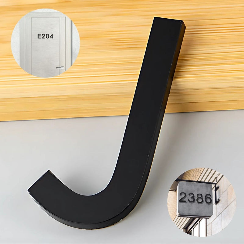 Letra J en Acrílico Autoadhesivo 10x6.6cm para Fachadas y Puertas. Letrero Señal Alfabética Adhesiva.