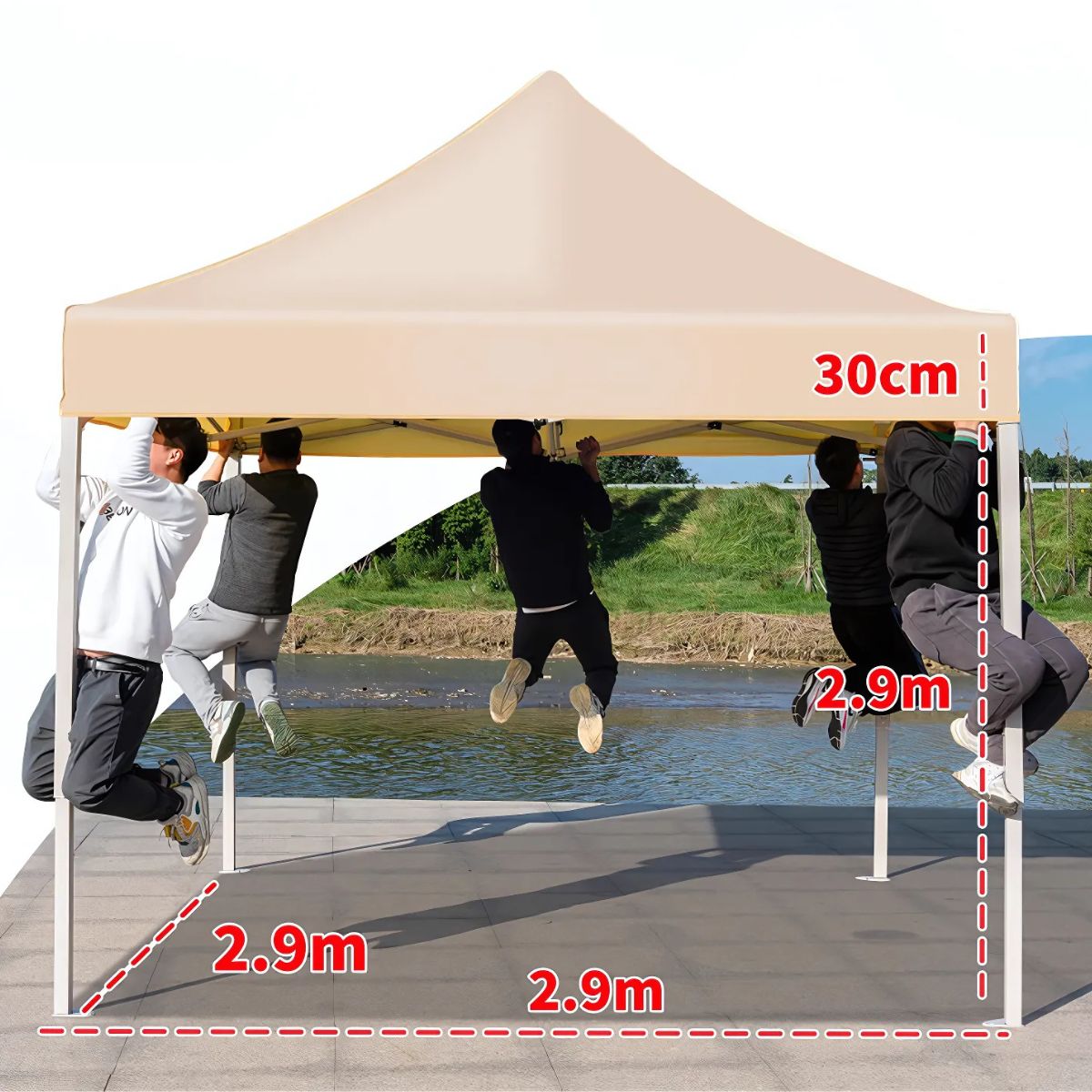 Tolda Gazebo Plegable. 3x3 M. Incluye Tubos. Color Crema. Carpa