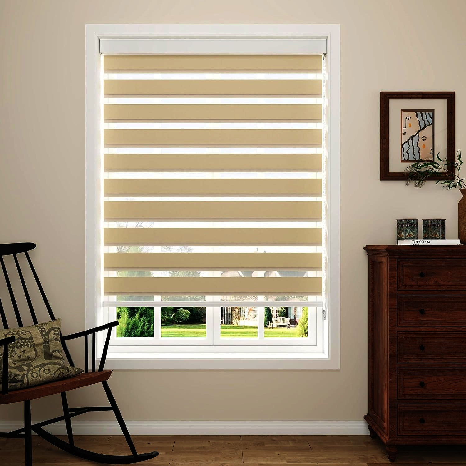 Persianas Rollers Enrollables Eclipse Zebra Dia Y Noche. Color Beige.