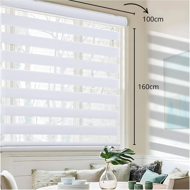 Persiana Roller Enrollable Eclipse zebra dia y noche 100 x 160 cm Color Blanco