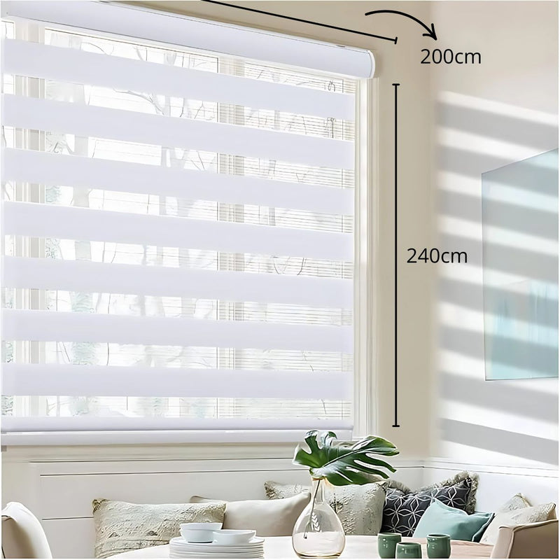 Persiana Roller Enrollable Eclipse zebra dia y noche 200 x 240 cm Color Blanco